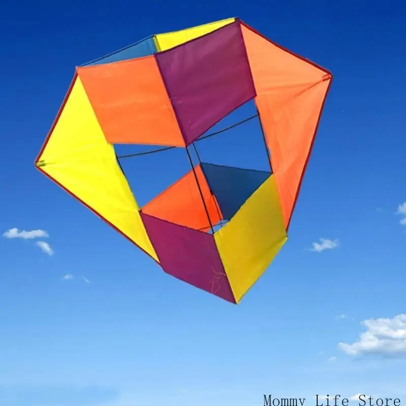 Cometa forma caja cubos aire libre verano en enorme aire libre, kite volador suave para niños y
