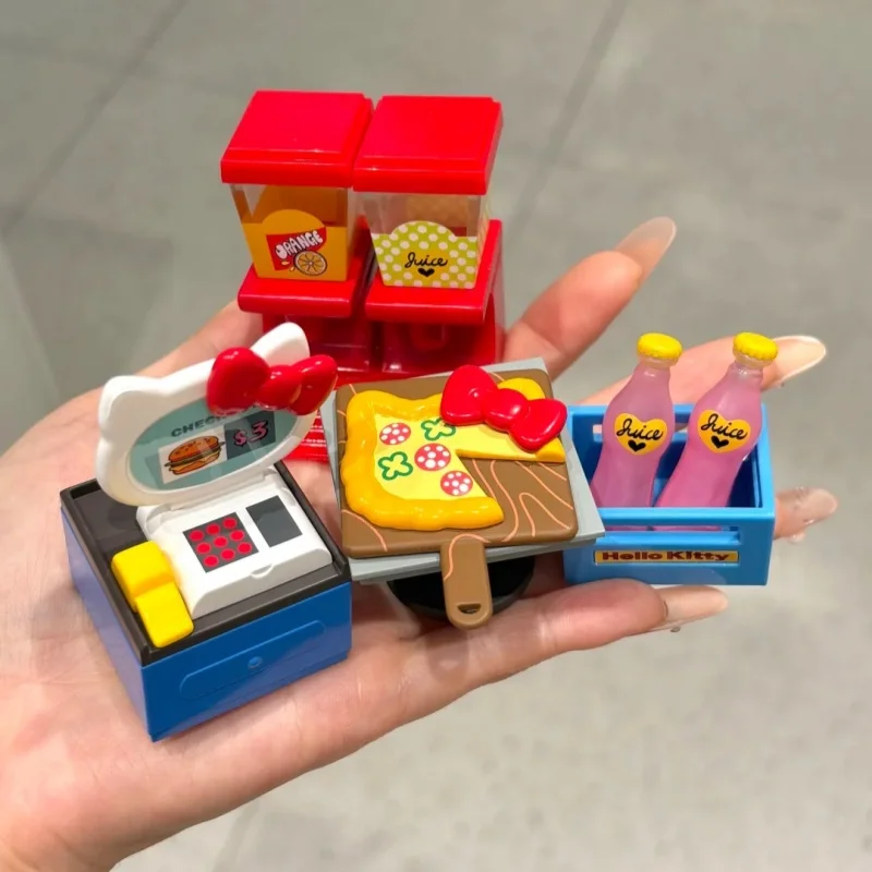 Hellokitty – boîte aveugle série Restaurant rétro authentique, Hamburger Soda en forme de dessin animé Fiugre, modèle de décoration, jouets de bureau