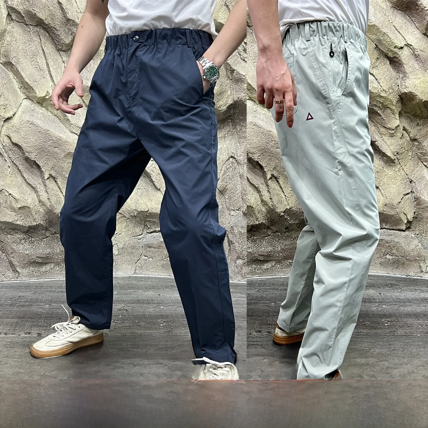 

Lightweight Qui Dry Breathable Outdoor Casual Pants Italian e Label System Spring Summer Straight Leg Elastic Waist
