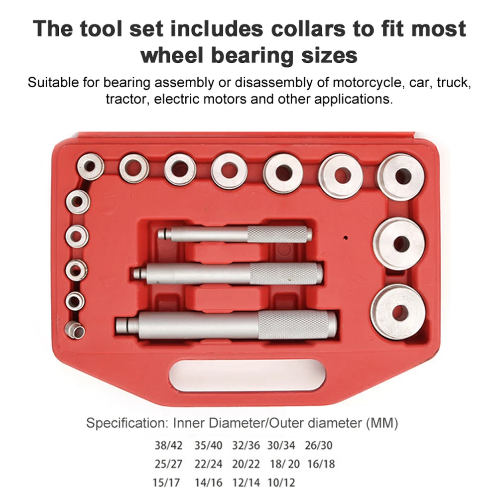 17pcs Small Bearing Extractor Bearing Pads Installation and Disassembly Tools Set Bearings Installer Auto Repairing Maintenance