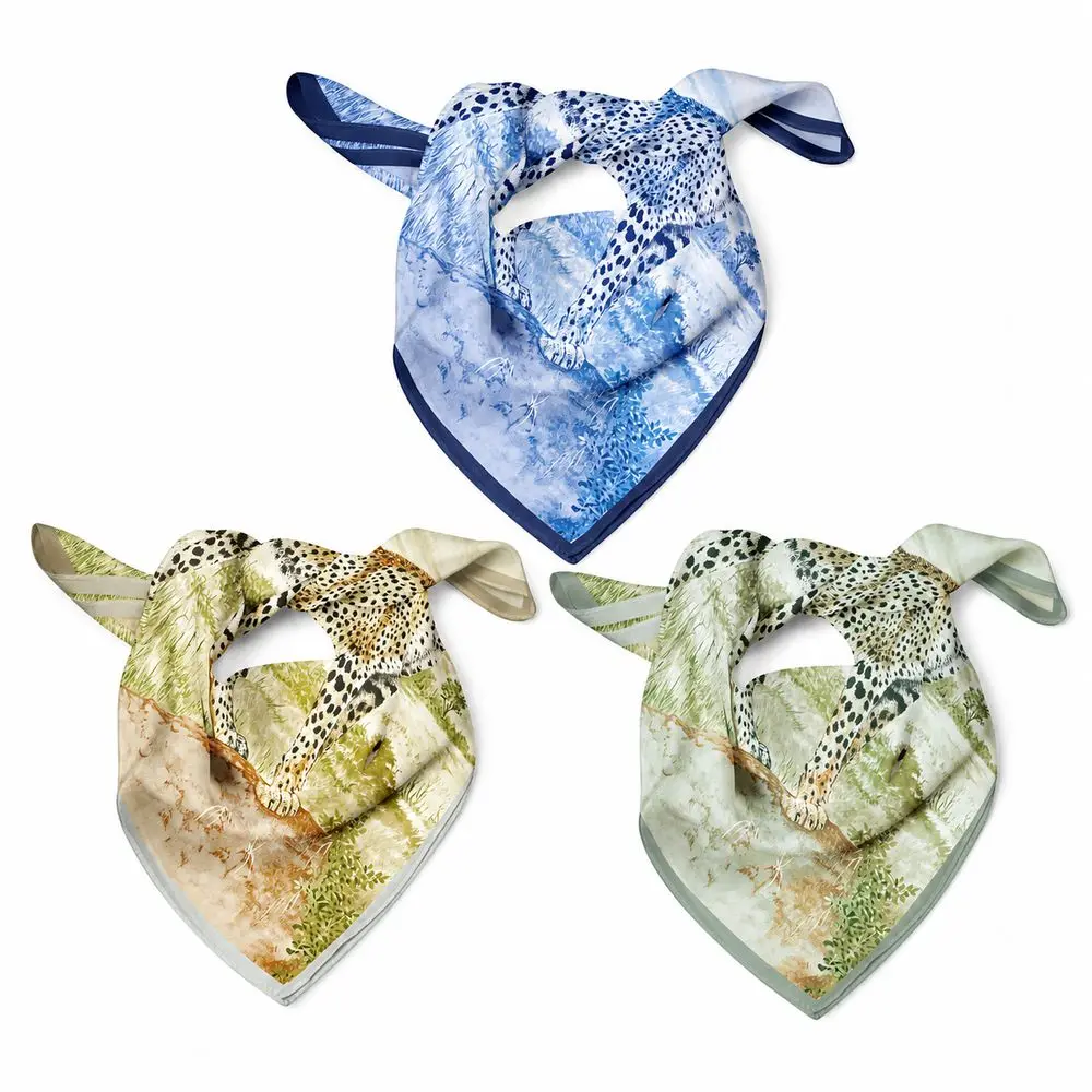 Gifts Leopard Print Square Scarf Animal Pattern 53cm Neck Scarf Lightweight French Style Bandana Scarf Hair Styling