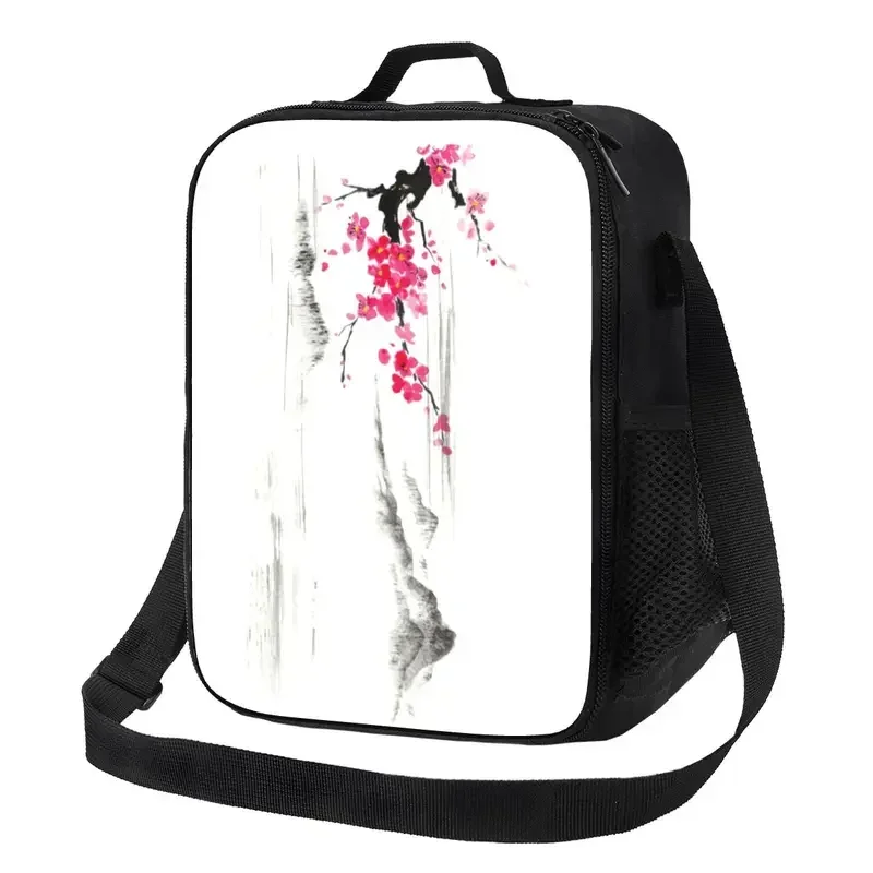 Sakura Tree Cherry Blossom Insulated Lunch Tote Bag for Japanese Flower Portable Cooler Thermal Food Lunch Box Kids School