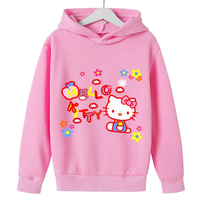 Spring and Autumn 2023 Hello Kitty Hoodie Anime Hello Kitty Hoodie Sweatshirt Kids Coat Baby Boys Girls Clothing