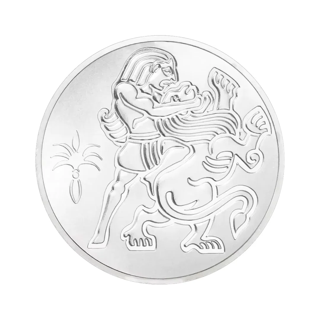 Samson and The Lion Collectioble Coins Silvery Plated Bible Story Pattern Souvenir Coin Collection Gift