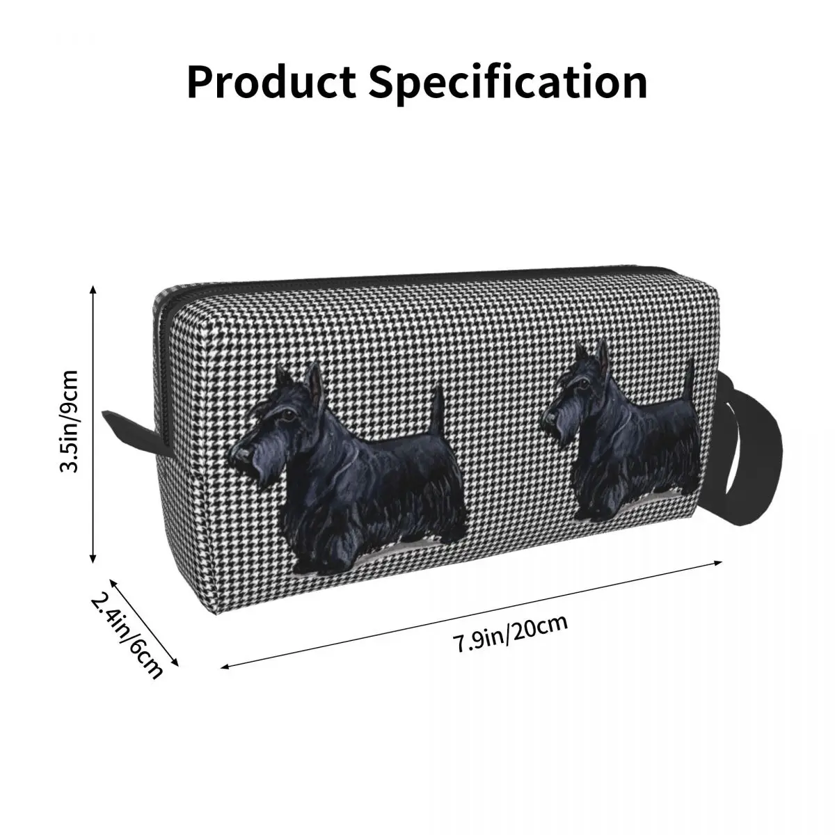 Scottish Terrier Houndstooth Cosmetic Bag Women Kawaii Big Capacity Pet Scottie Dog Makeup Case Beauty Storage Toiletry Bags