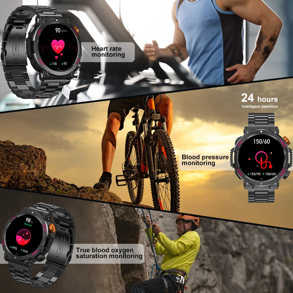 Lige Nieuwe Smart Watch Mannen Outdoor Sport Fitness Armband Led Lights Night Training Horloges Bluetooth Call Smart Watch Voor Man