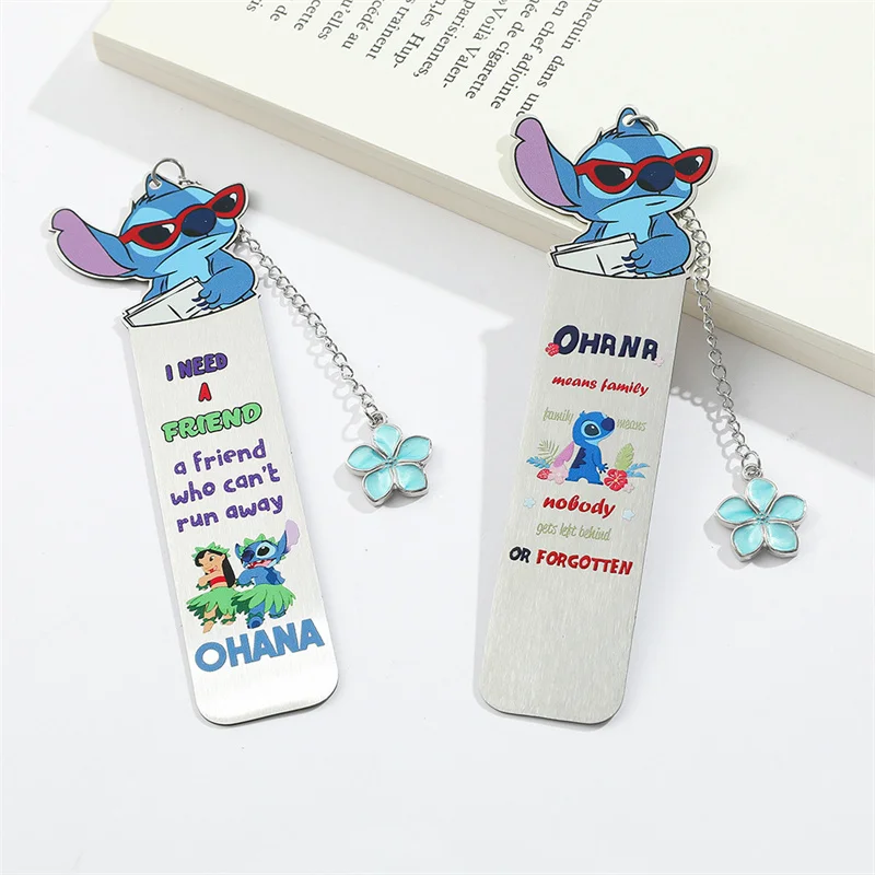 12pcs/lot Creative Disney Stitch Bookmark Cute Metal Pendant Stationery Label Office School Supplies