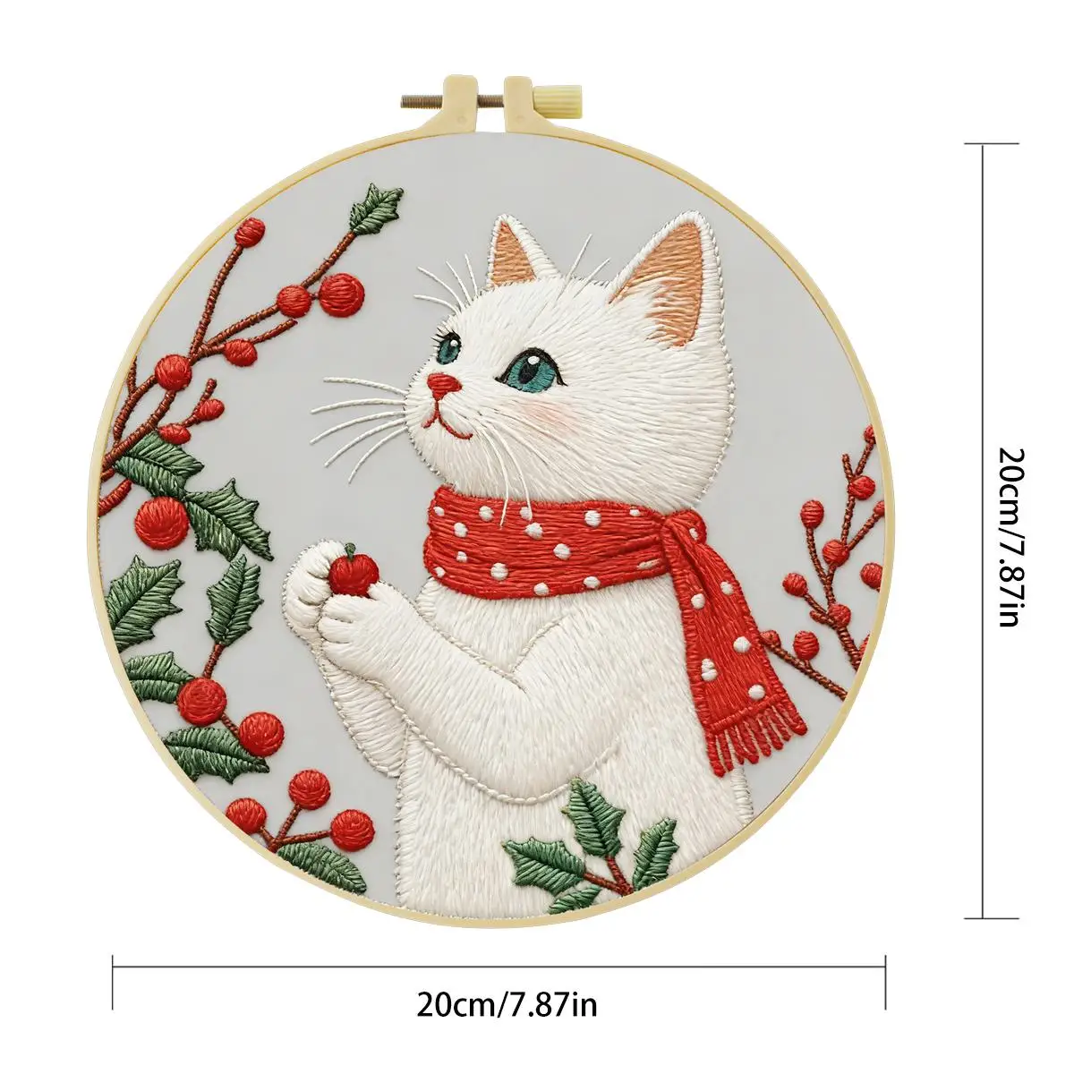 1 Stück 20X20CM/15X15CM 7,87/6,3 Zoll Anmutiges Katzen-Stickerei-Starter-Kit DIY-Kit DIY-Stickerei-Set Handarbeiten Heimdekoration – Detail 3