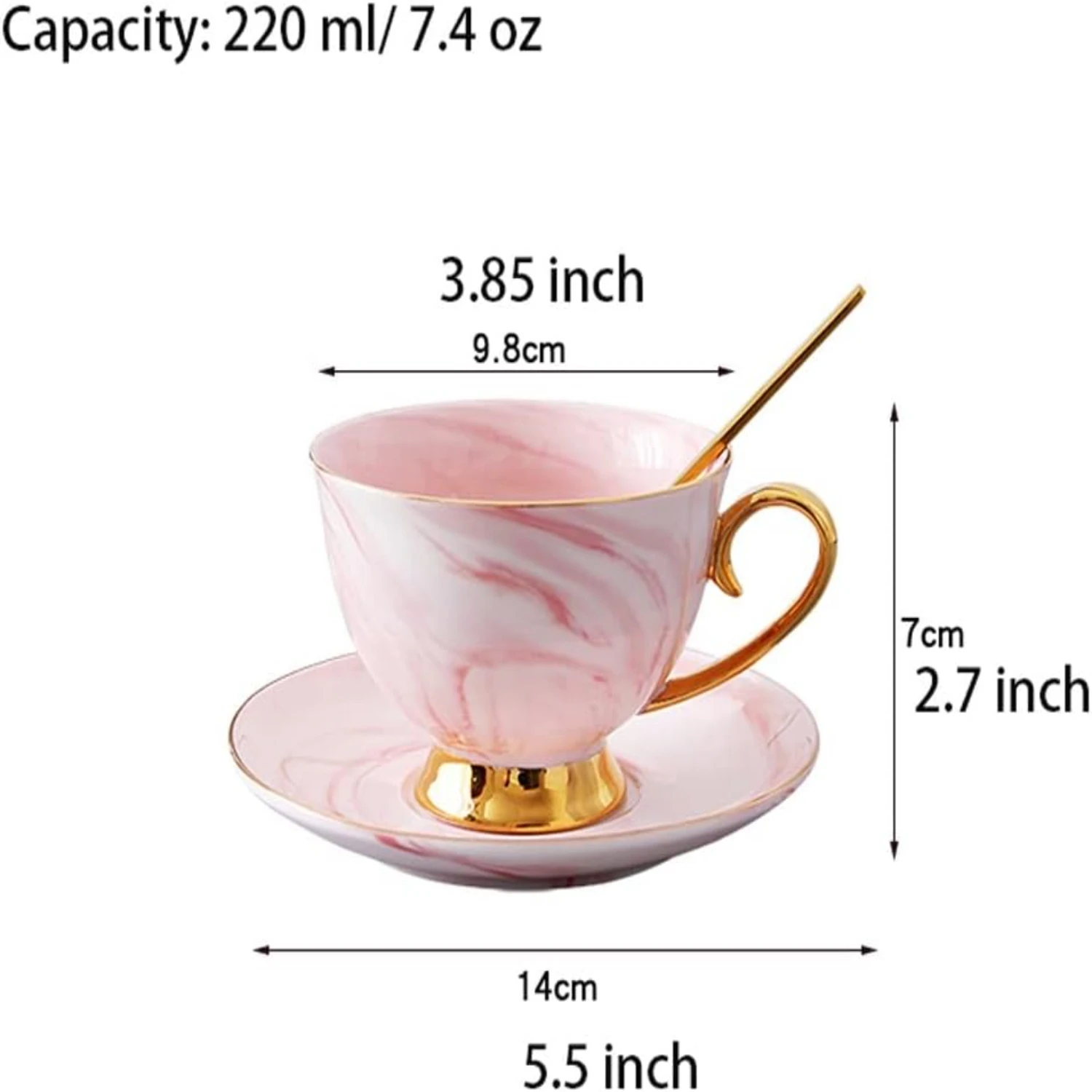 Discerning drinkers will love this elegant, stylish, and durable premium quality ceramic tea cup and saucer set with spoon - The