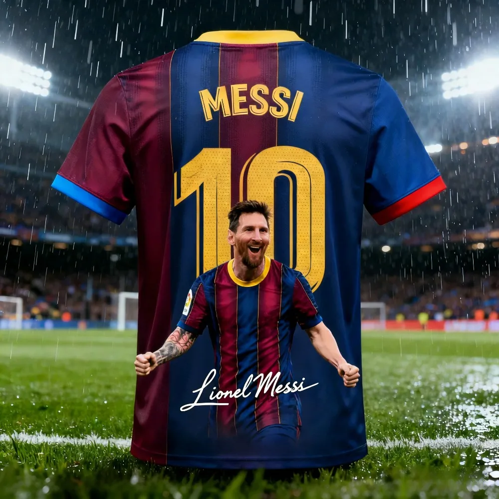 Messi Herren Fußball Sport T-Shirt 3D-Druck Schnelltrocknend Atmungsaktiv Geeignet für Outdoor Teams Clubs Team-Training Familien-Partnerlook