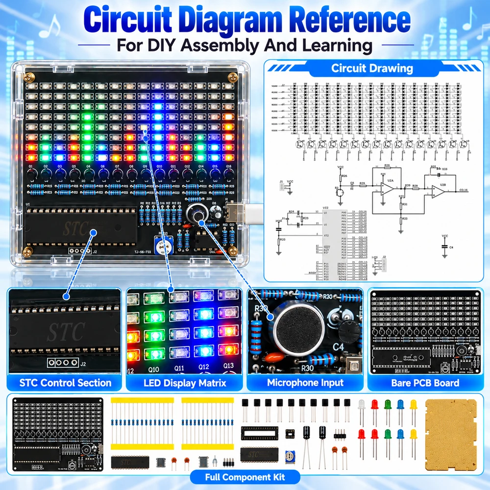 DIY LED Löten Kit Sound-Control Melodie Lampe Spektrum Elektronische Fertigung Projekt Rhythmus Lampe Display – Detail 6