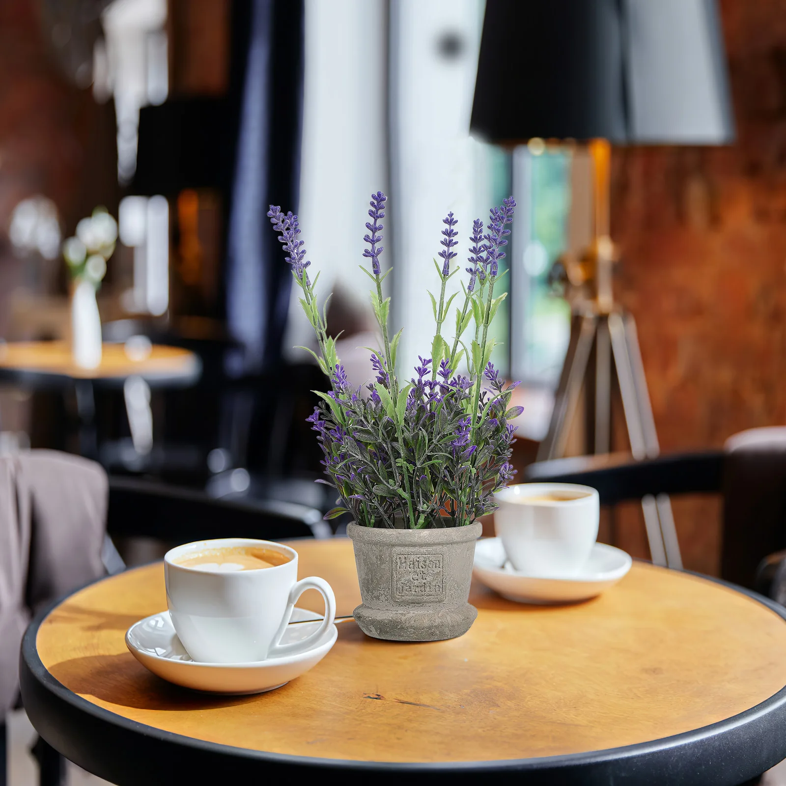 

Artificial Potted Lavender Purple High Simulation No Water Maintenance Home Office Decoration Faux Lavender Flower Plants