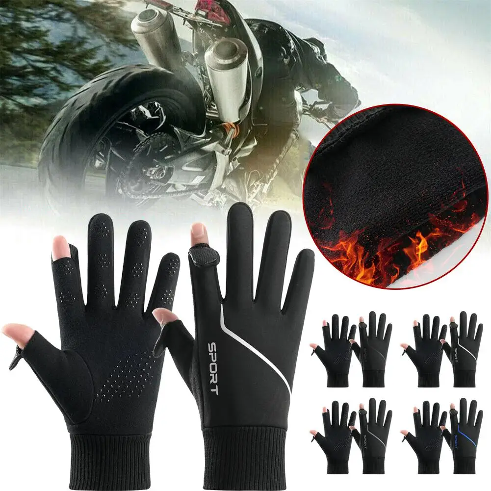 Waterproof Cycling Gloves Winter Touch Screen Bicycle Windproof Gloves Warm Gloves Scooter Outdoor Bike Motorcycle Riding B2S7