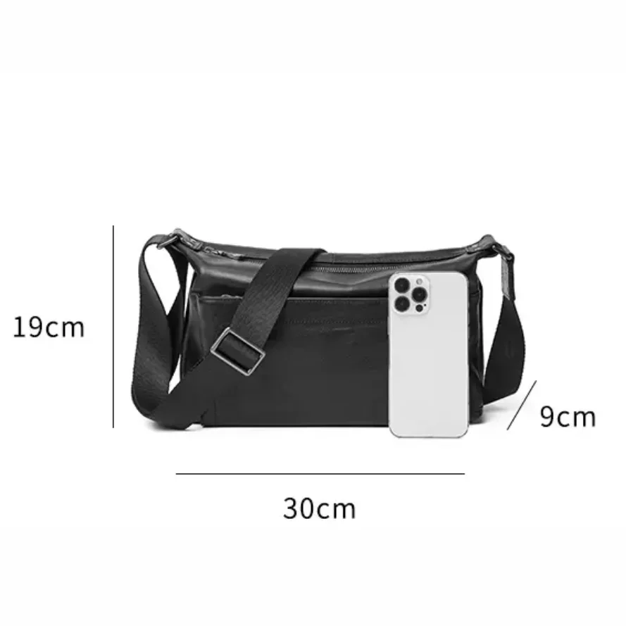 New Men's Horizontal Crossbody Shoulder Bags CowhideTree Resin Leather Bag Casual Business Genuine Leather Messenger Bag for Men