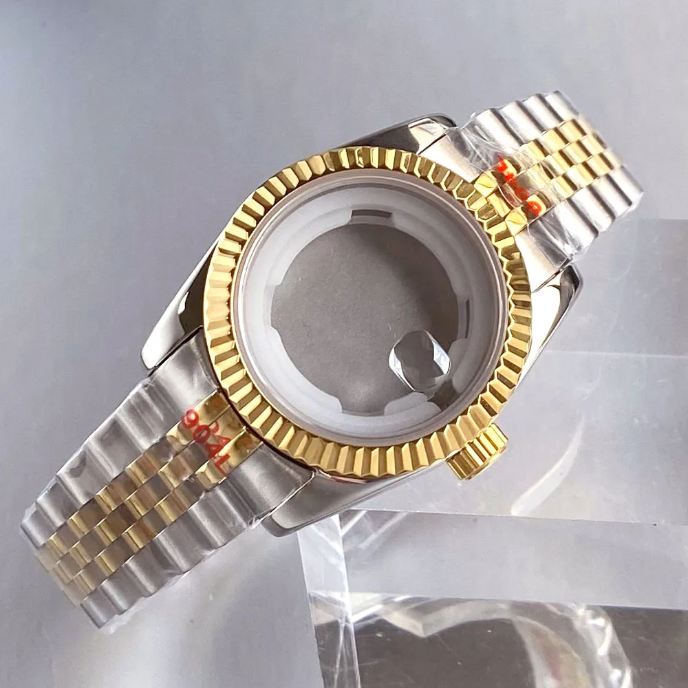 

31mm Women's Stainless Steel Watch Case Fit NH05A NH06A Sapphire Glass Silver Rose Gold Polished Fluted Bezel For Ladies Watch