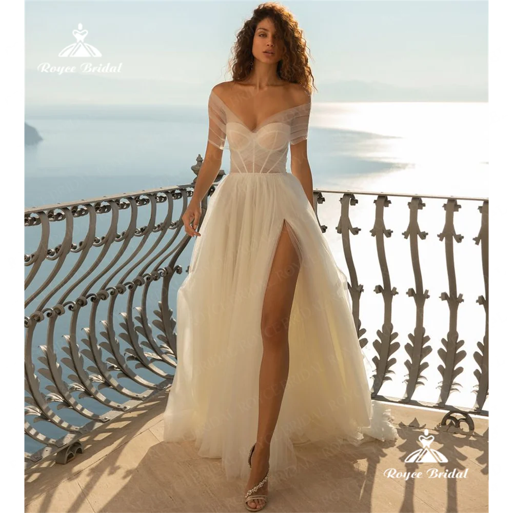 Lakshmigown V Neck A Line Wedding Dress 2025 Side Slit Court Train Wedding Gown Customizedrobe de mariéeجديد في الفساتينvestidos