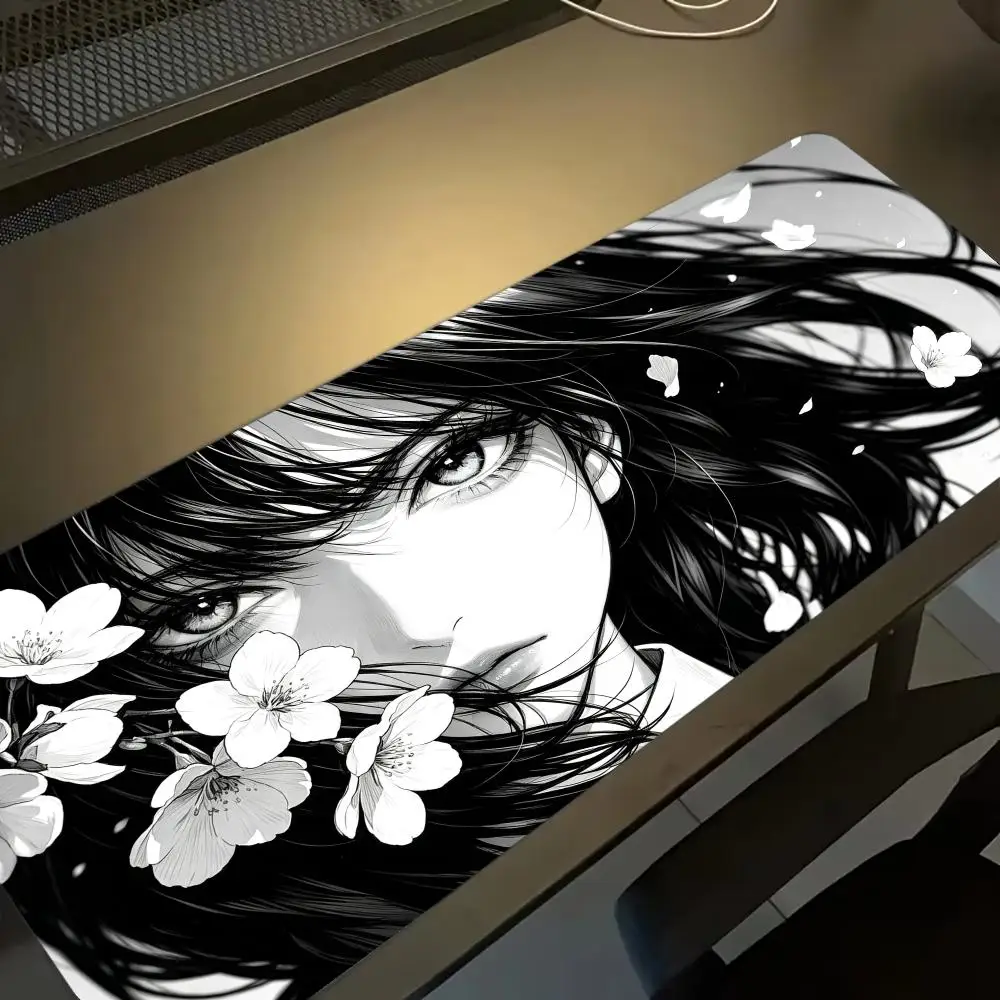 Sakura Girl Extra Large Fabric Desk Mouse Pad Anti-slip Desktop for Office Laptop Keyboard Work Setup Mouse Pads Gaming Mats