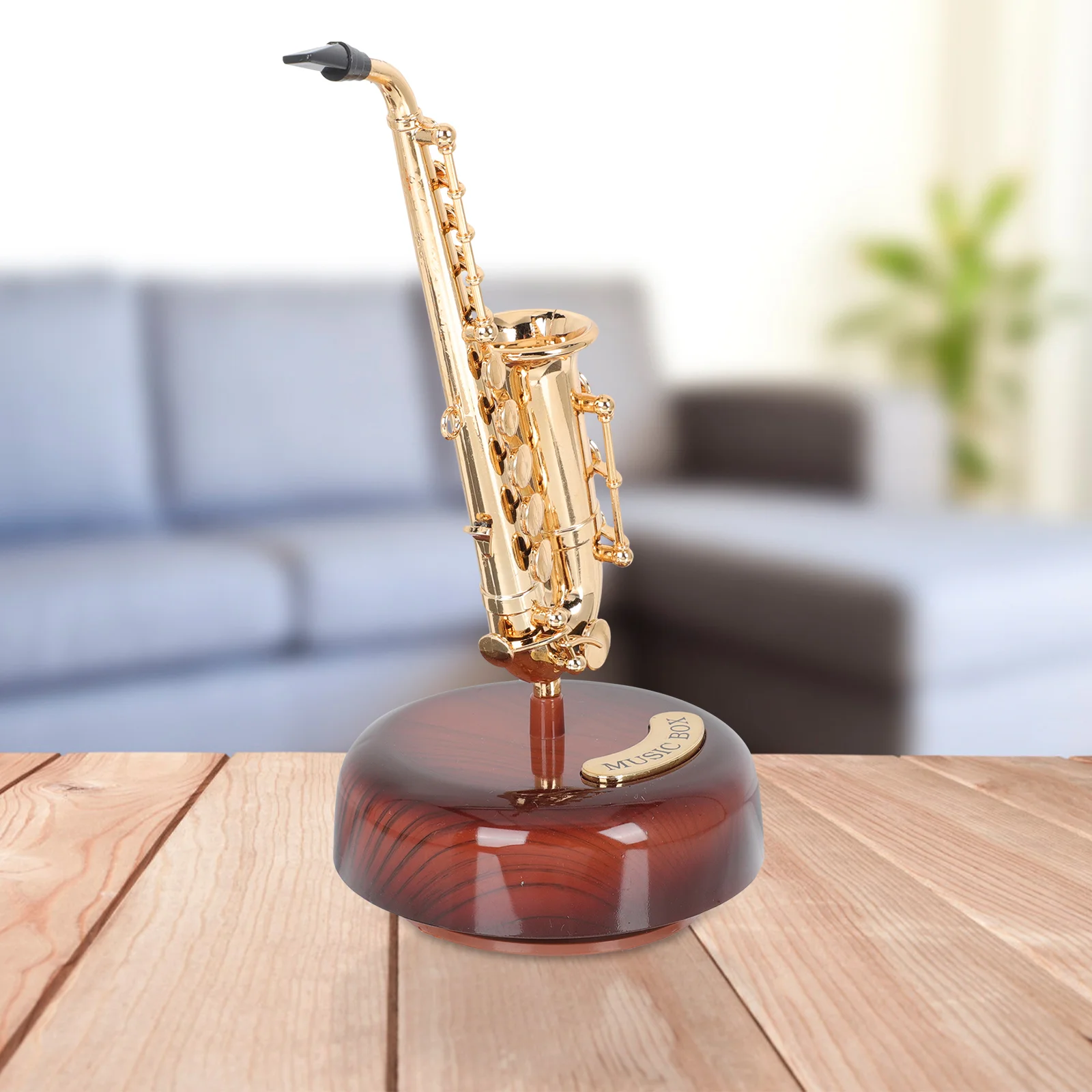 Saxophone Music Box Instrument Decor Delicate Adornment Instruments Sculpture Gift for Housewarming Plastic Desk Office Toys