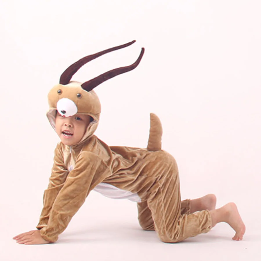 

Adult Children Antelope Costume Horns Hat Brown Cloth Animal Cosplay Halloween Costumes