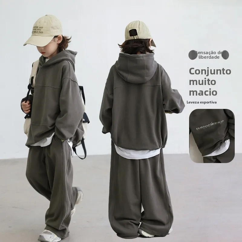 polare-kids-boys'-sportswear-hoodie-set-autumn-clothes-2026-spring-collection-cotton-material-two-piece-suit-for-big-boys