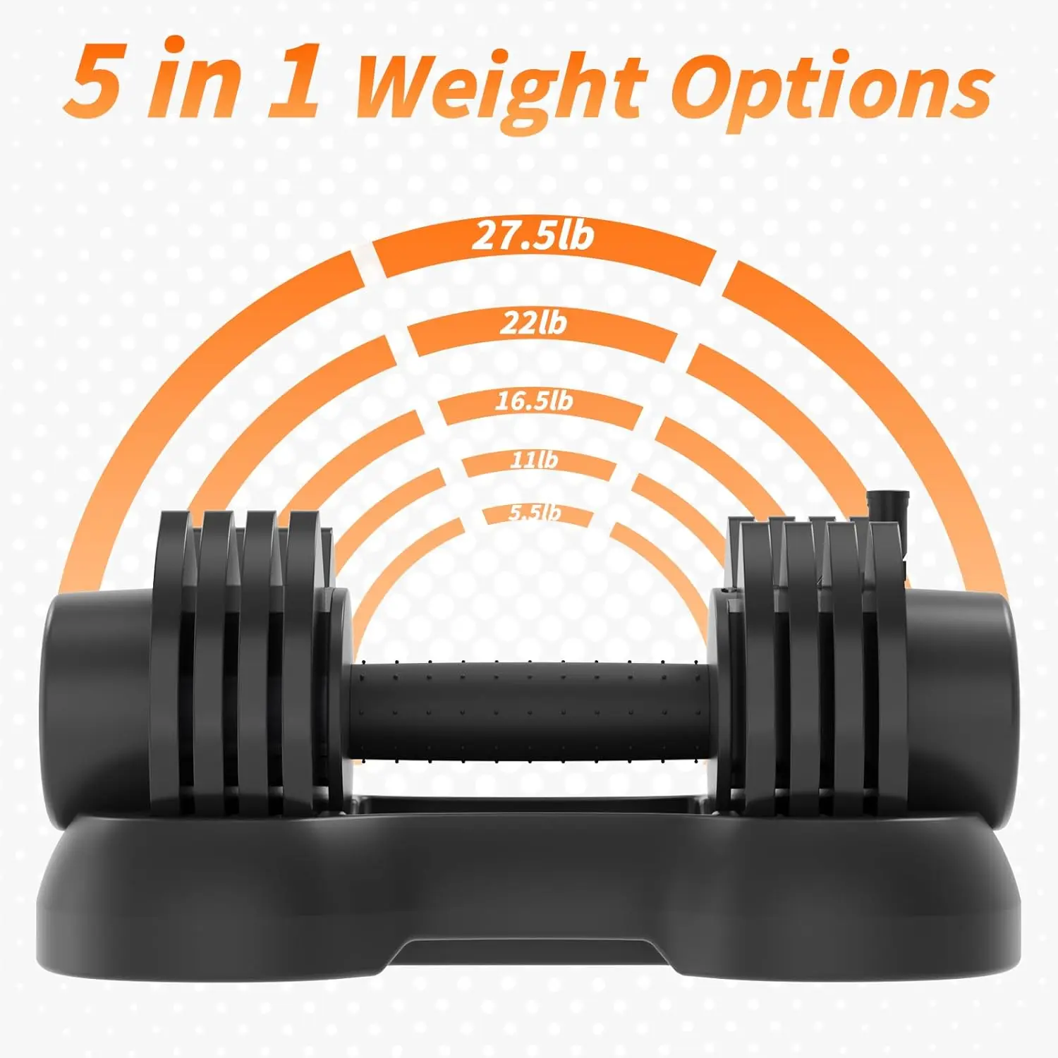 27.5/66/88LBS Adjustable Dumbbell Set with Anti-slip Handle 12 In 1 Quick Dial Adjustment Weights Space Saving Strength Training