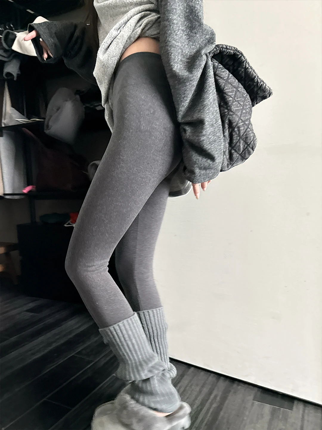 High Waist Fce Lined ark Skin Pants Women's Yoga Pants Autumn Winter New Sle Warmth Leggings Casual Long Pants