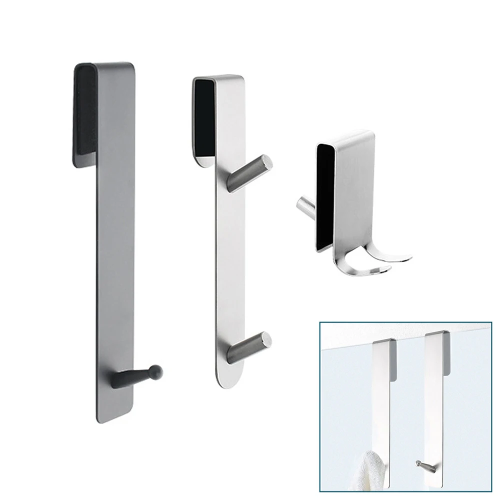 

Bathroom Shower Door Hook Frameless Glass Door Towel Rack Stainless Steel Free Drilling Holder Hanger Multifunctional Fixtture