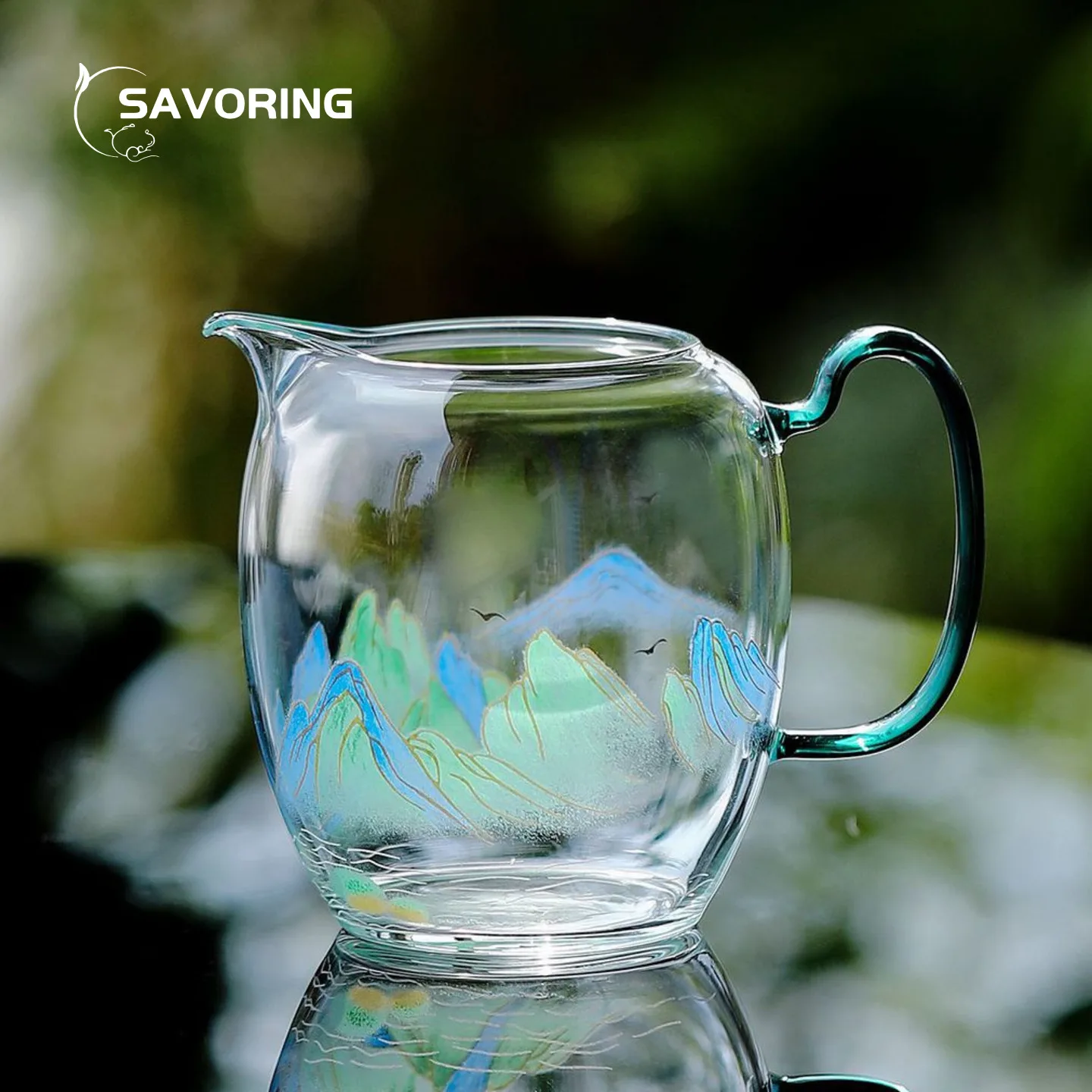 

Landscape Painting Glass Cup Tea Pitcher With Handle Chhai Fair Cup Drinkware Tool Puer Justice Cup Teacup Aesthetic Maker Sea