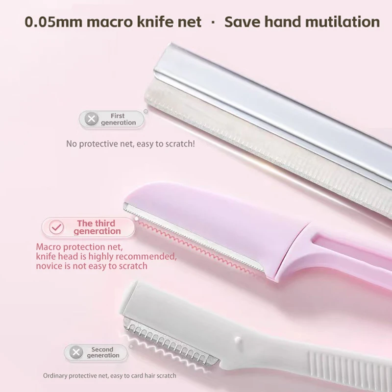 3PCS Draagbare Wenkbrauw Trimmer Veilig Wenkbrauw Shaper Opvouwbare Wenkbrauw Trimmer Scheermesje Scheermes vrouwen Makeup Tools