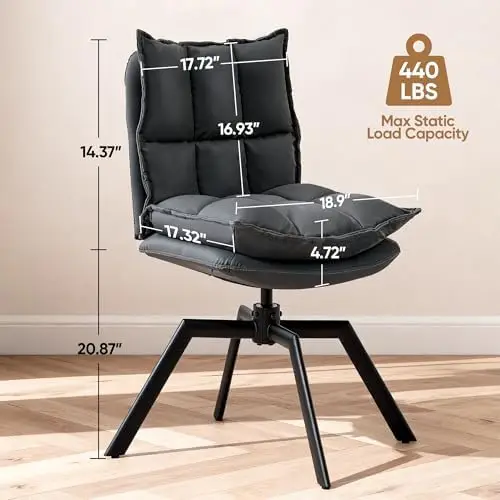 Swivel Dining Chairs Set of 2, 360°AUTO Swivel Cat Scratch Resistant Faux Leather Chair with Padded Seat, Sturdy Metal