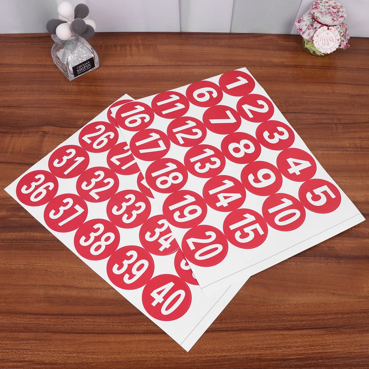 40Pcs Number Stickers Self-Adhesive Decorative Markers for Bags Boxes Festive Packaging Christmas 1-40 Number Stickers