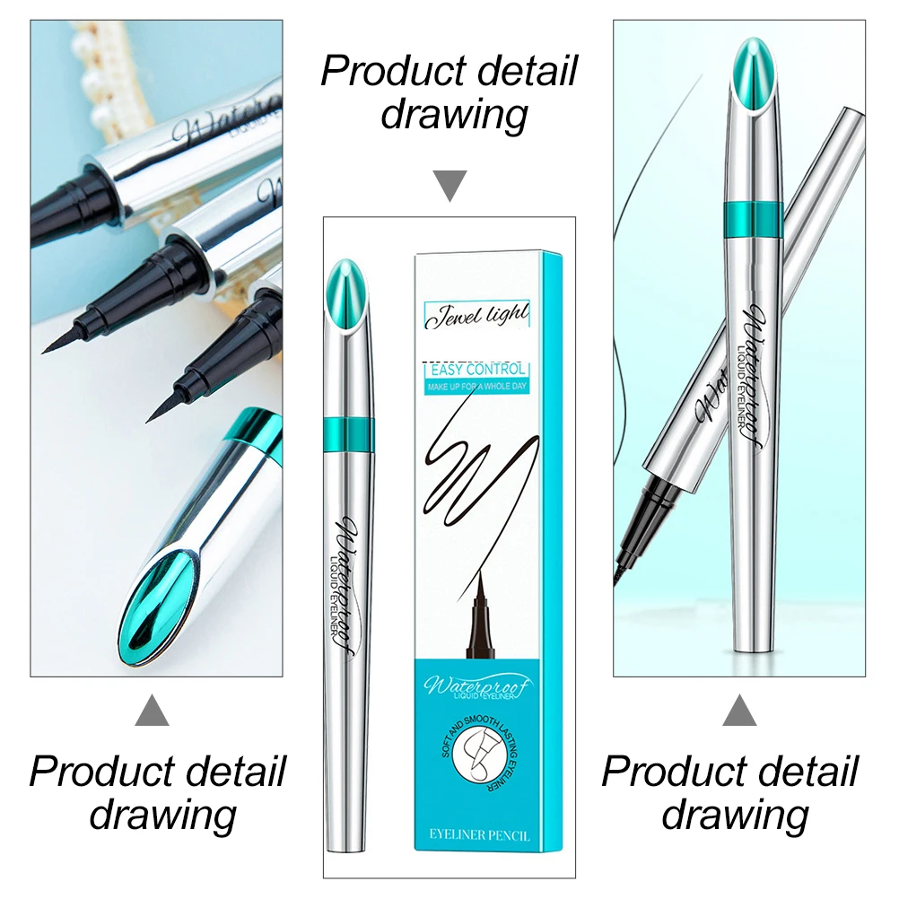 قلم تحديد العيون المقاوم للماء يدوم طويلاً وسريع الجفاف ومقاوم للتلطخ للنساء قلم تحديد العيون السائل مقاوم للماء
