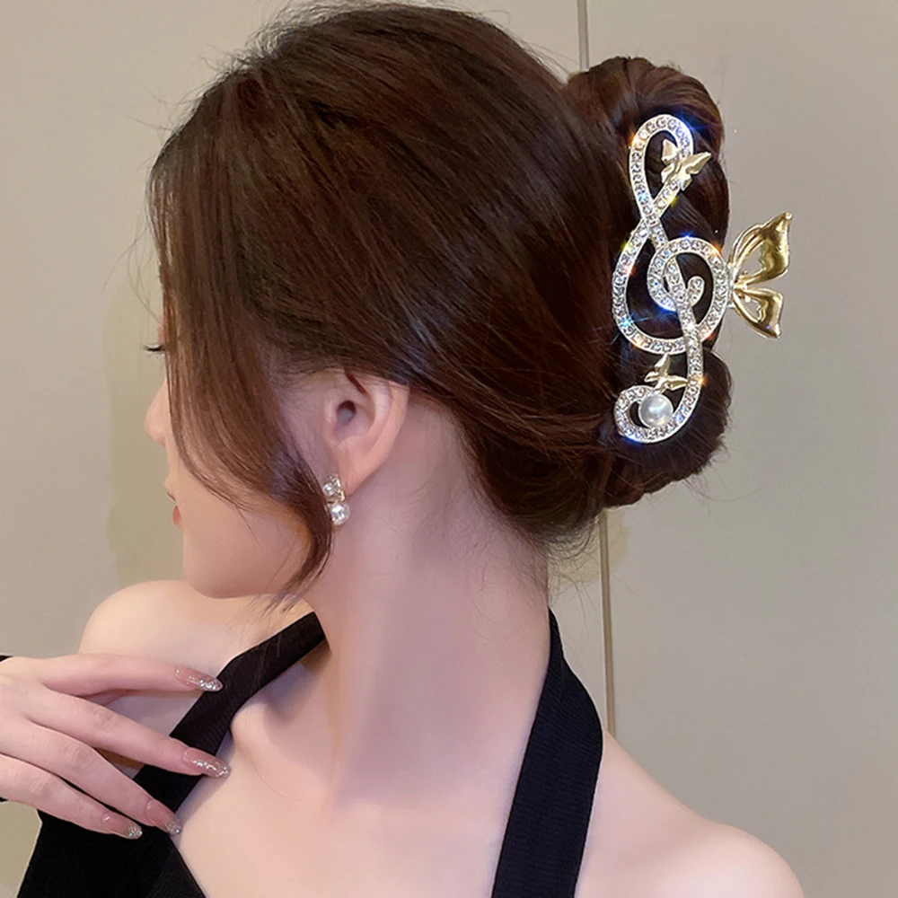 10.5cm uwaga spinka do włosów dla kobiet błyszczący kolor włosy w koński ogon pazur spinki do włosów damskie perły Rhinestone motylkowe akcesoria do włosów
