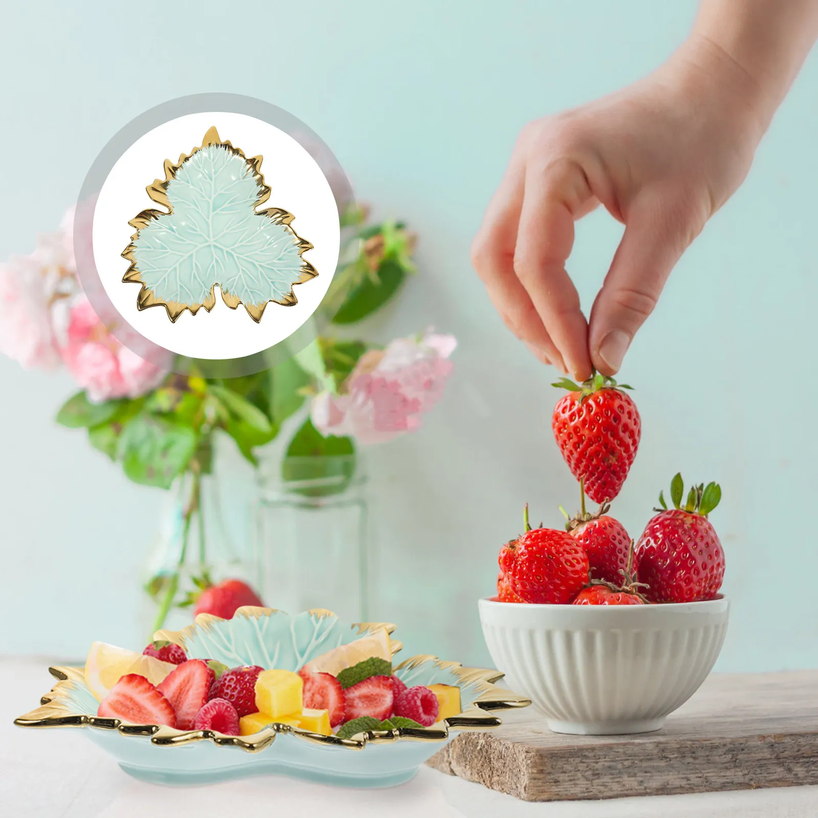 Ceramic Jewelry Storage Tray Leaf Shape Decorative Plate Exquisite Elegant Jewelry Holder Multi Function Trinket Display Dish