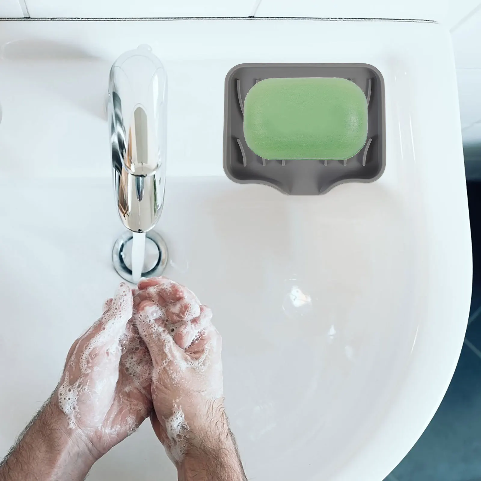 

2Pcs Creative Soap Holder with Drainage Long-Lasting Flexible Silicone Material Countertop Soap Organizer for Home Use