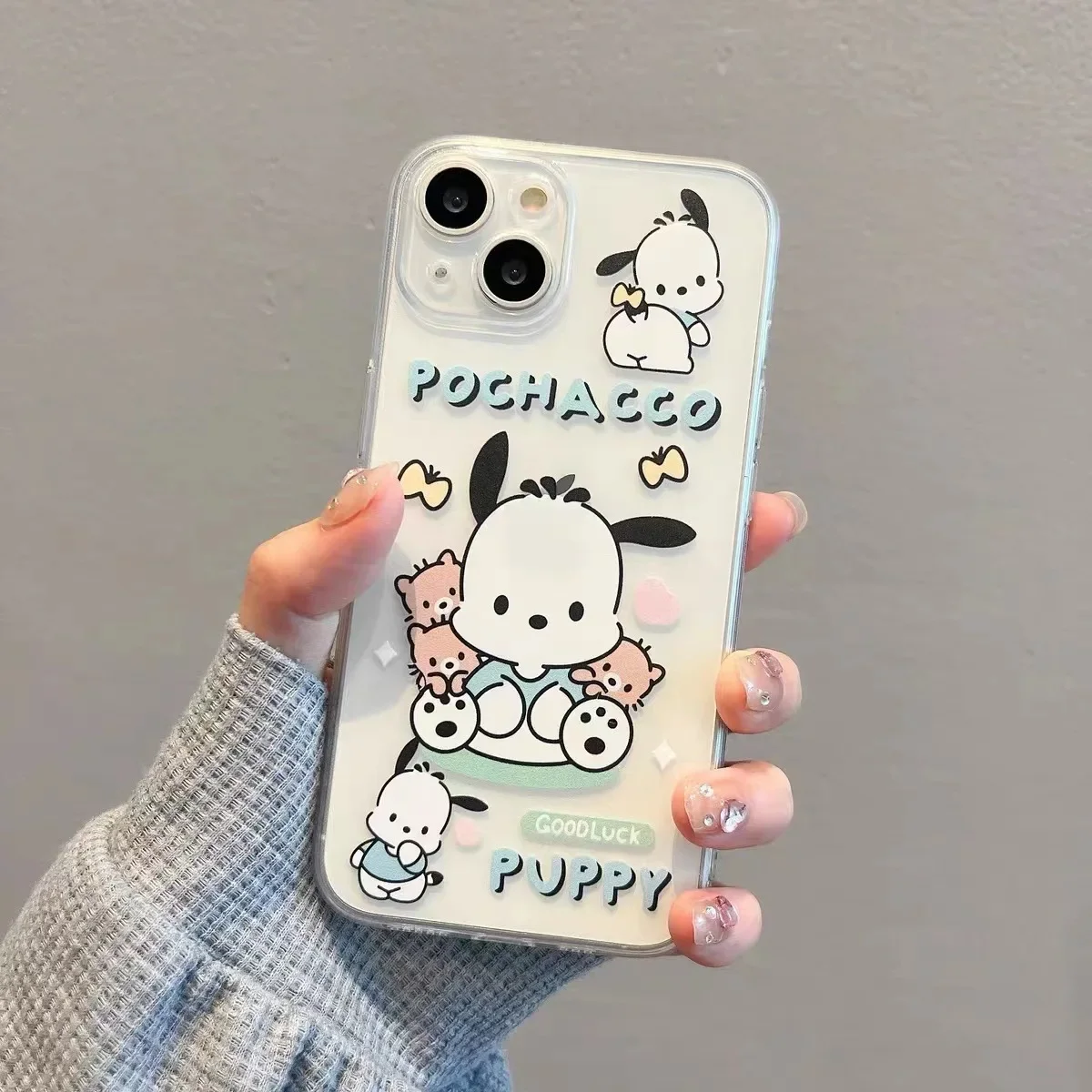 سانريو Pochacco Goodluck العسل الكرتون جراب هاتف آيفون 16 15 14 13 12 11 برو ماكس XR XS ماكس 7 8 زائد MINI Y2K Kawaii غطاء