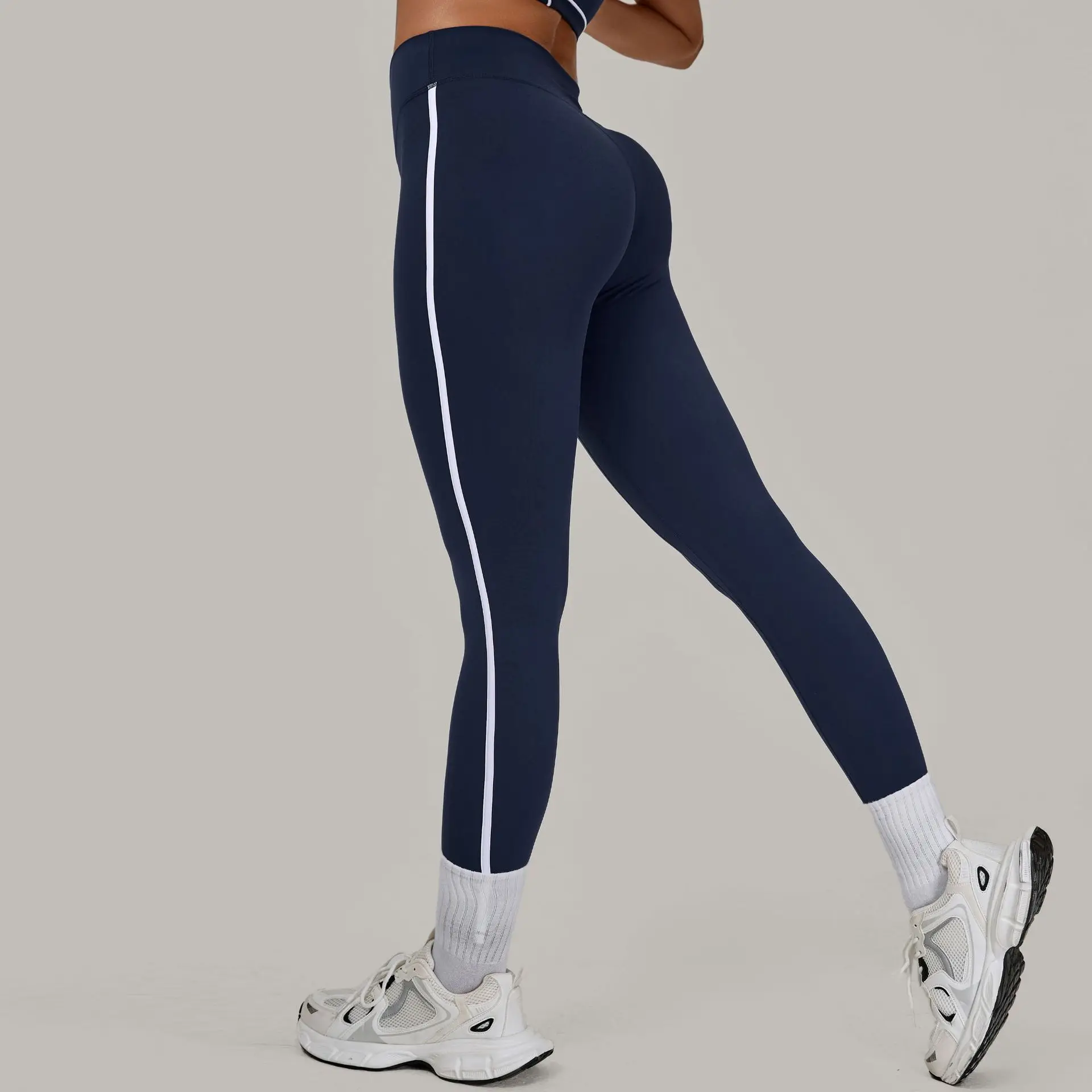 

WANAYOU Side Strip Women Yoga Pants Quick Dry Sports Leggings Hip Lift Gym Fitness High Waist Workout Running Tights Bike Pilate