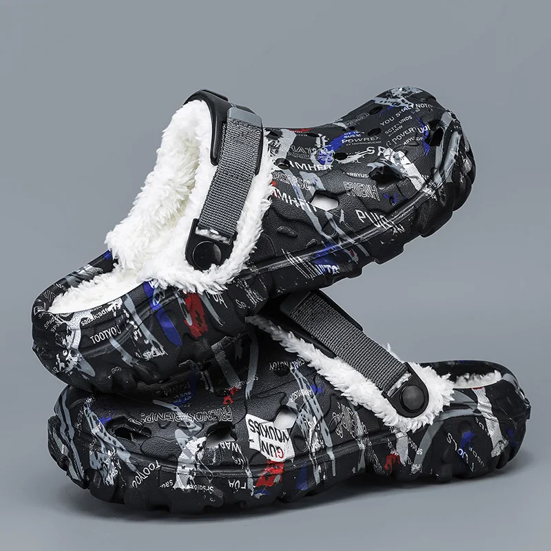 Mens Winter Slippers Soft Indoor Warm Women Slippers Summer Removable Sandals Men Non Slip Plush Fur Clogs Big Size Slippers 47