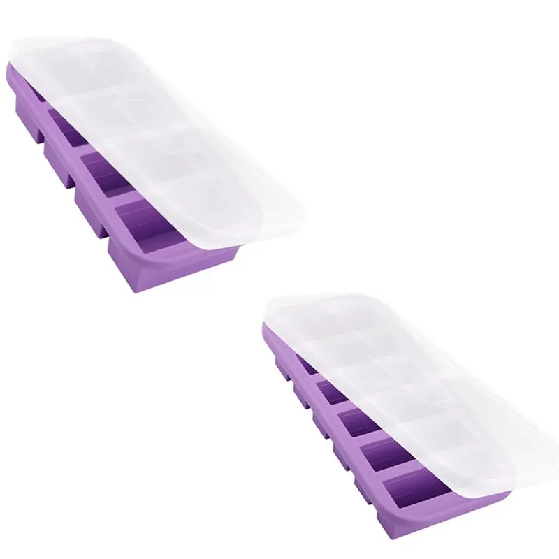 

F-F For Soups Drinks Herbs Juices Compatible Silicone Freezing Mold Food Container With Lid Cube Mold Storage Box Divided Ice Bo