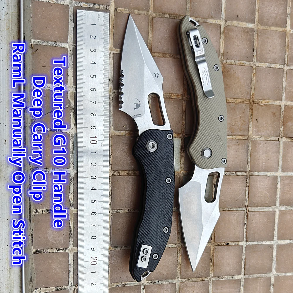 

JUFULE Manual Stitch 2025 Textured G10 Handle Deep Carry Clip Mark M390MK Blade Hunting Fish EDC Tool Folding Camp Pocket Knife