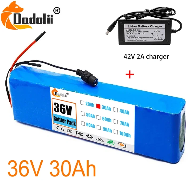 

18650 battery pack 36V 30000mAh Rechargeable Lithium Ion Battery 10S2P 42V 500W Used for Bicycles Scooters Electric Motorcycle