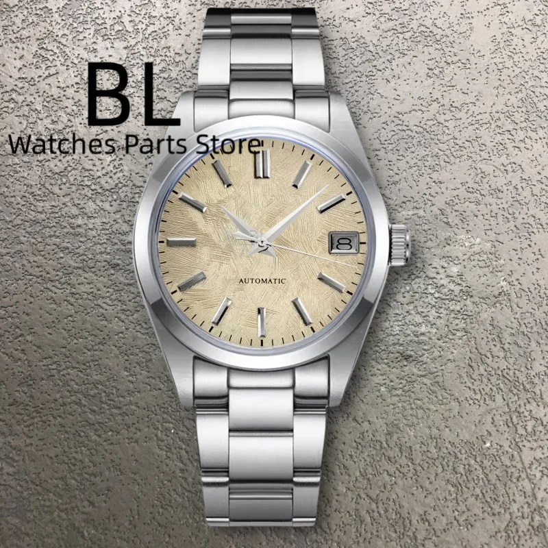 BLIGER 36mm39mm 2 أحجام اسم مخصص NH35 ساعة ميكانيكية Relogio Masculino الياقوت الزجاج مقاوم للماء الجليد الأزرق ساكورا الوردي الهاتفي