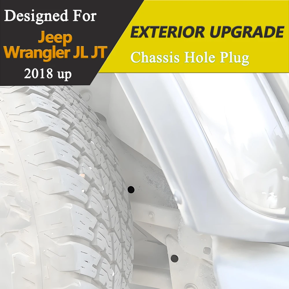 18pcs Chassis Hole Plug Waterproof Protector For Jeep Wrangler JL Gladiator JT 2018-2025 Exterior Parts Accessories Black ABS
