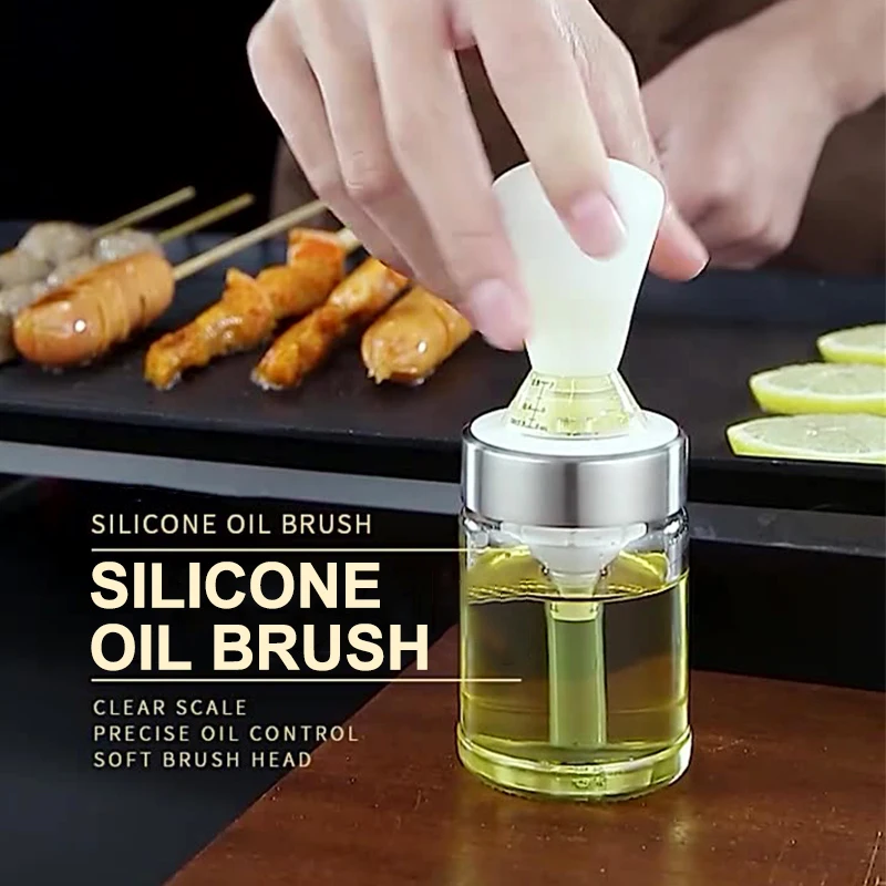 Kitchen Silicone Oil Bottle Oil Brush Baking Barbecue Grill Oil Brush Dispenser Pastry Steak Oil Brushes Kitchen Baking BBQ Tool