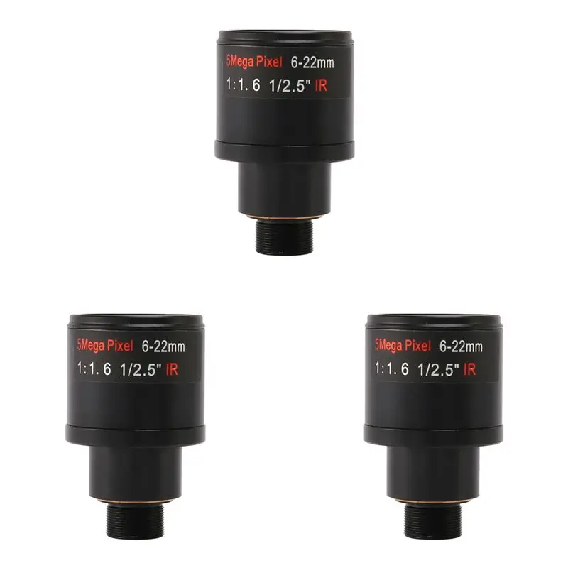 3X CCTV Lens 1/2.5 Inch 6-22Mm 5MP Mount Varifocal Lens F1.6 For 4MP/5MP CMOS/CCD Sensor Security IP/AHD Camera