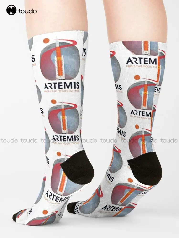 Artemis Space Program Fan Art Socks Womens Black Socks Fashion Creative Leisure Funny Art Abstract Oil Painting Socks Funny