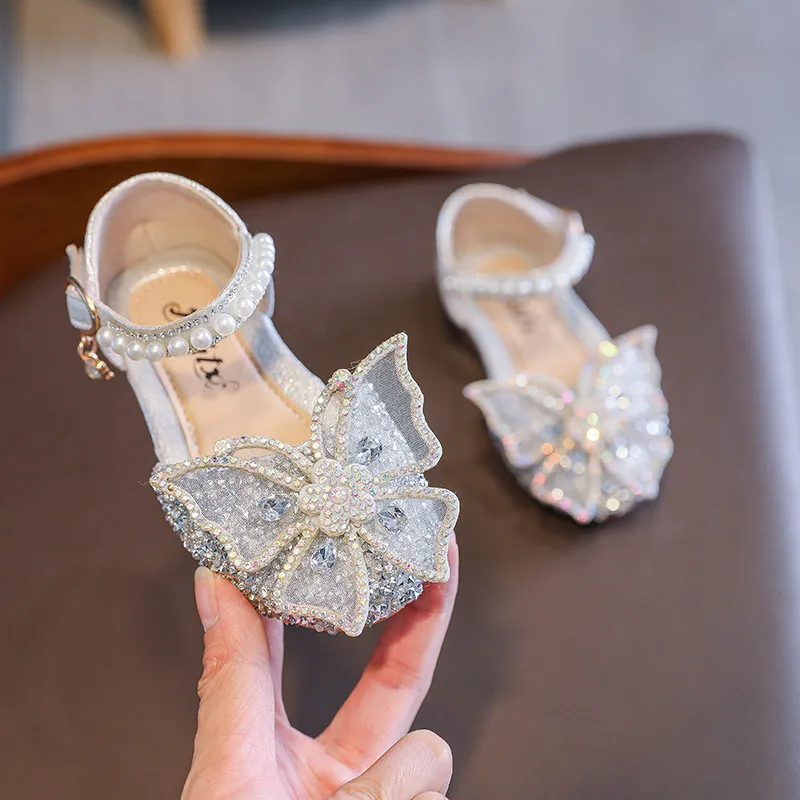 Girl Princess Water DiamondShoe2026Summer New KoreanVersion Girl Bow Fashion Girl Daily Campus Student VersatileShoeGirls Sandal
