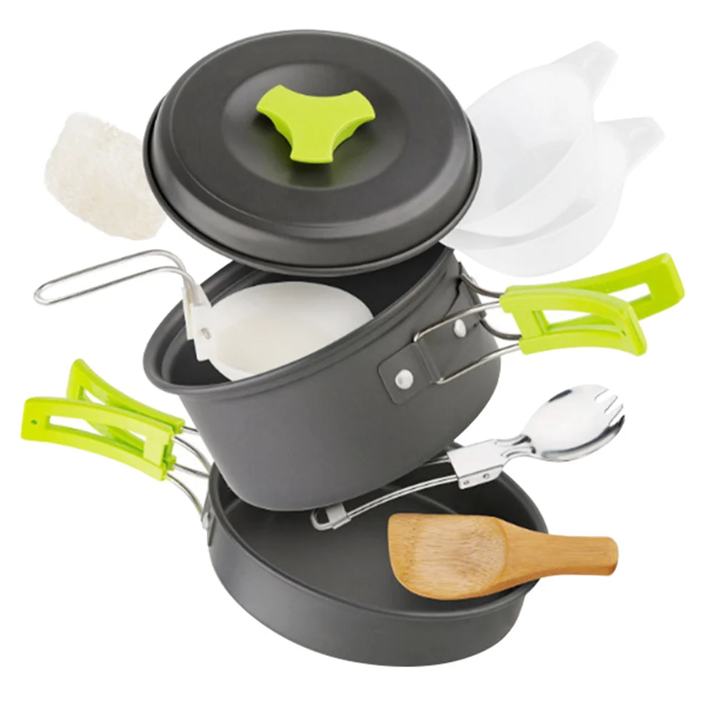 

Outdoor Camping Pot Set Deep Frying Pan Cooking Equipments Aluminum Alloy Cookware