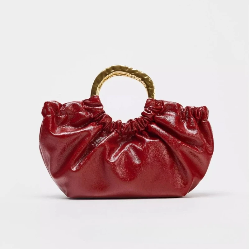 

Trendy Summer Wrinkled Wax Leather Shoulder Bag Cloud Pattern Minimalist Crossbody Purse for Ladies