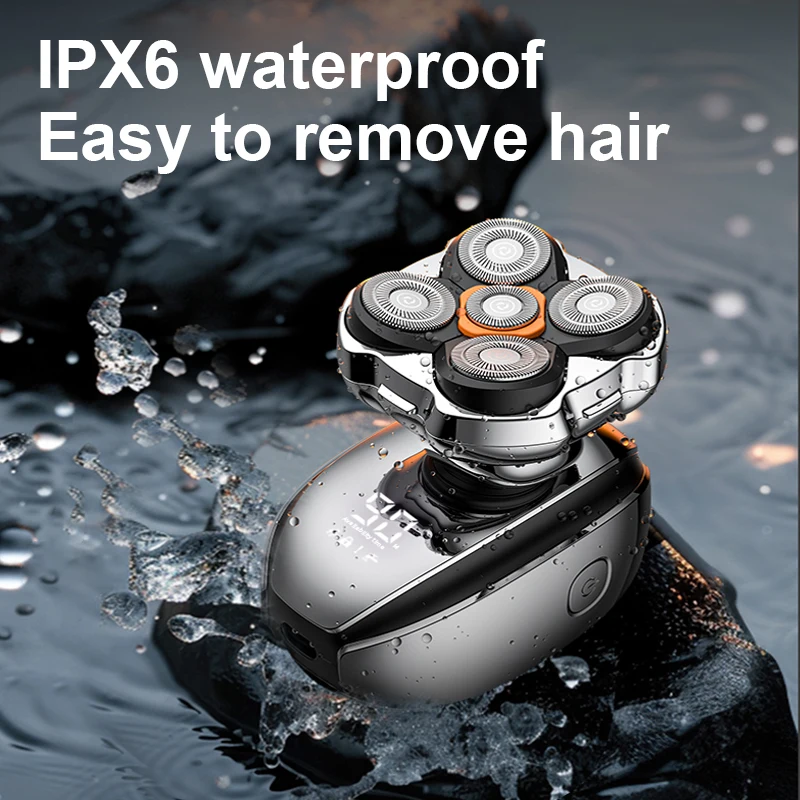 Resuxi LK-5610 ترقية 5D ماكينة حلاقة كهربائية دوارة ل التجارية مقاوم للماء IPX6 شفرة مغناطيسية قابلة للشحن LCD ماكينة حلاقة الرأس